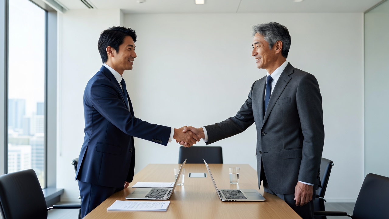 ビジネスパートナーとの握手・信頼関係