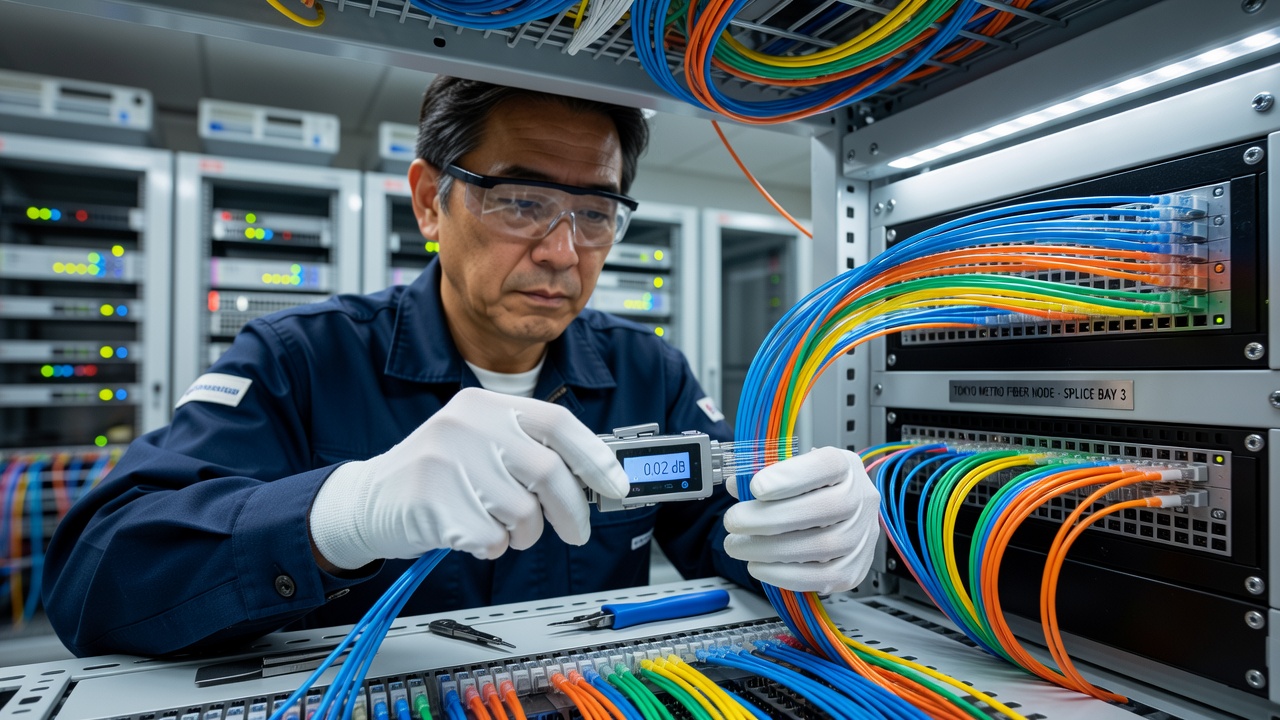 光ファイバーケーブルの設置作業